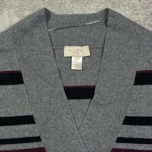 LOFT Outlet Striped V-Neck Pullover Sweater Top Women's XS Gray Black‎ White